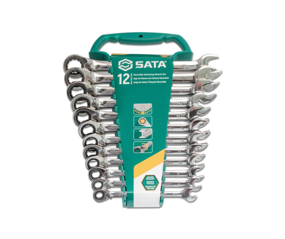 SATA - 12 Pc Metric Reversible Ratcheting Wrench Set - ST08044