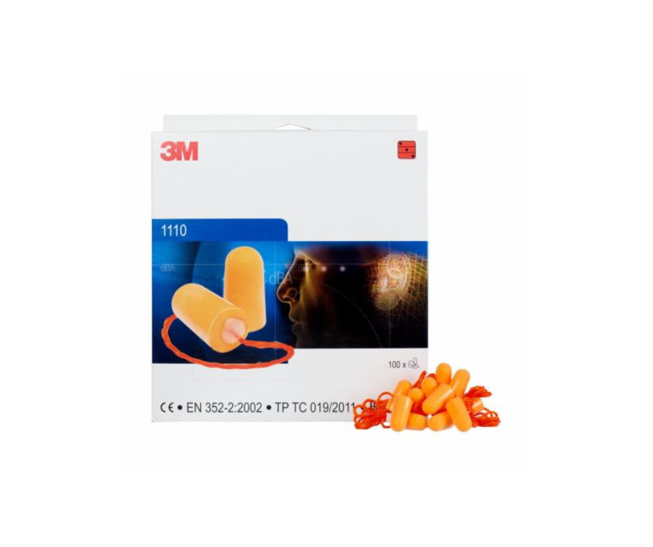 3M - Earplugs 29 dB Corded 100 Pairs / Box - 1110